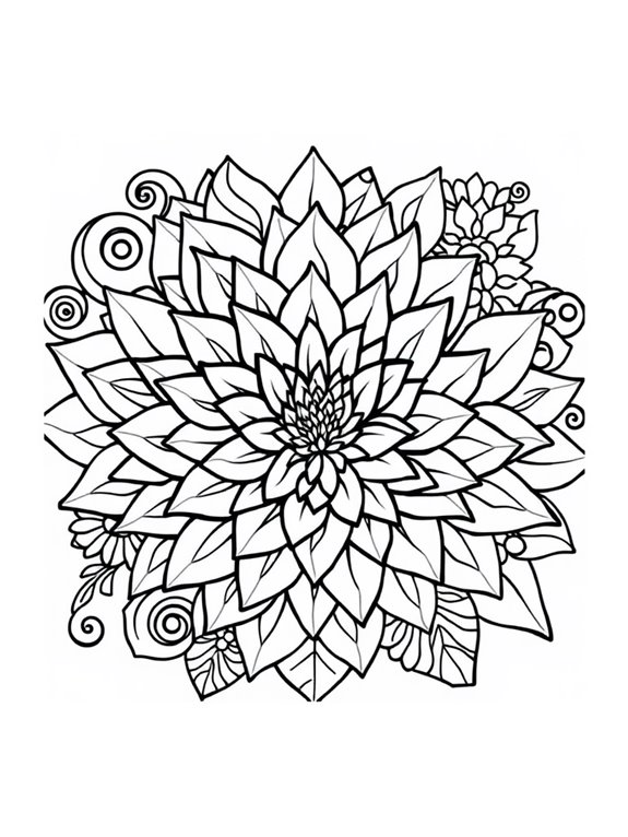 abstract chrysanthemum coloring page