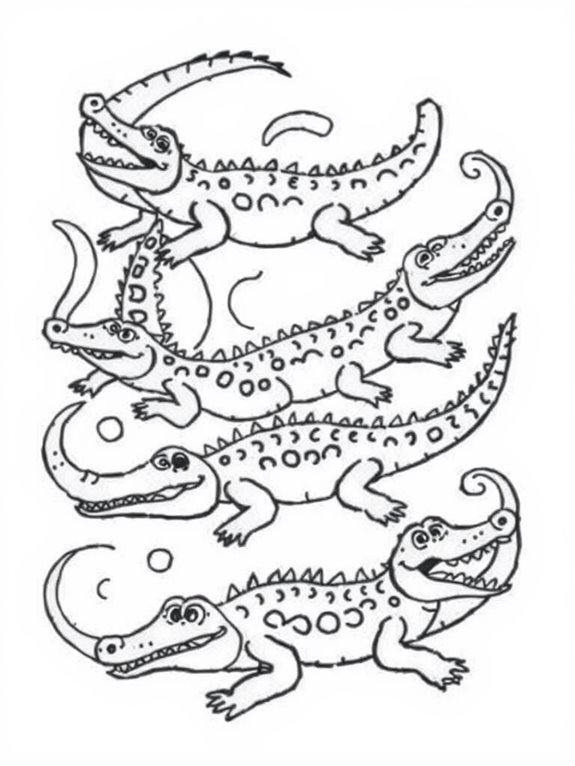 abstract crocodile line art