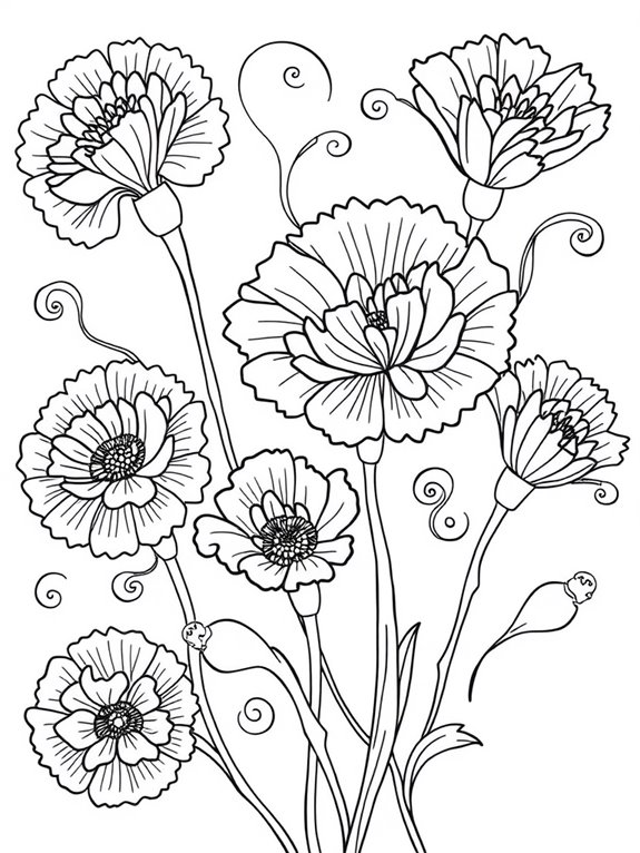 abstract floral coloring page