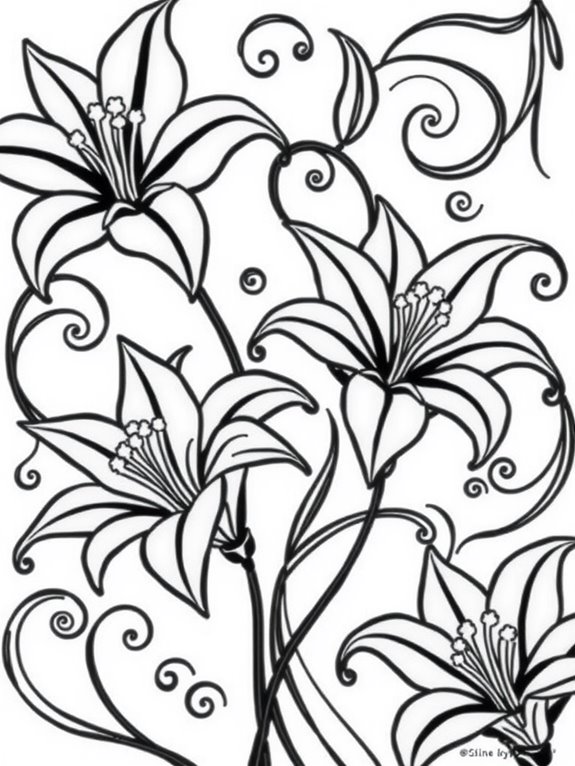 abstract lily coloring design