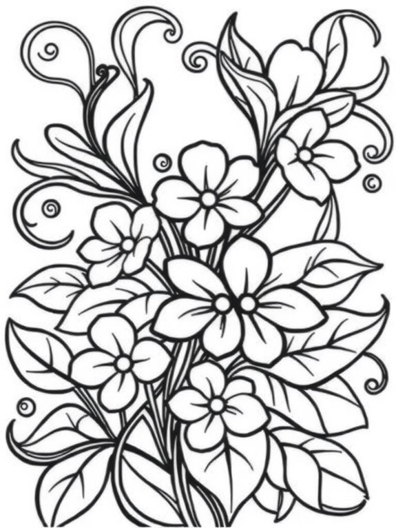 abstract primroses coloring page