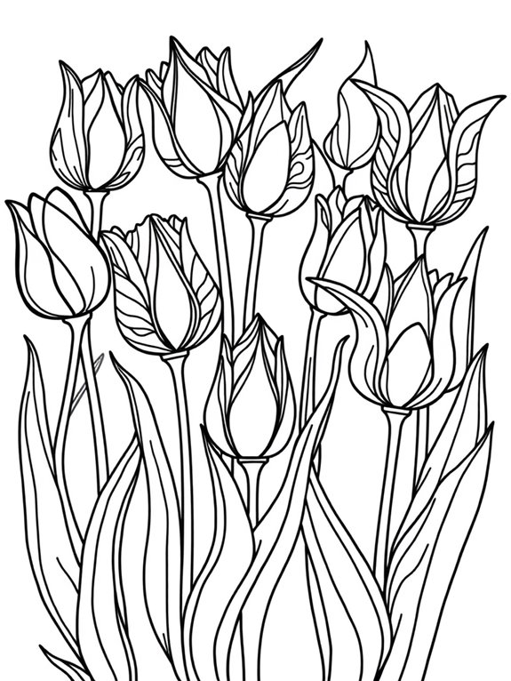 abstract tulip coloring design