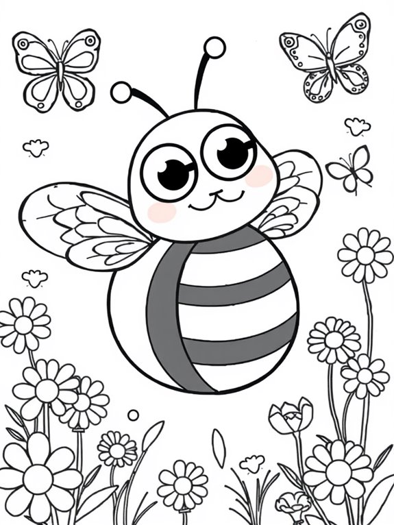 adorable bee coloring page