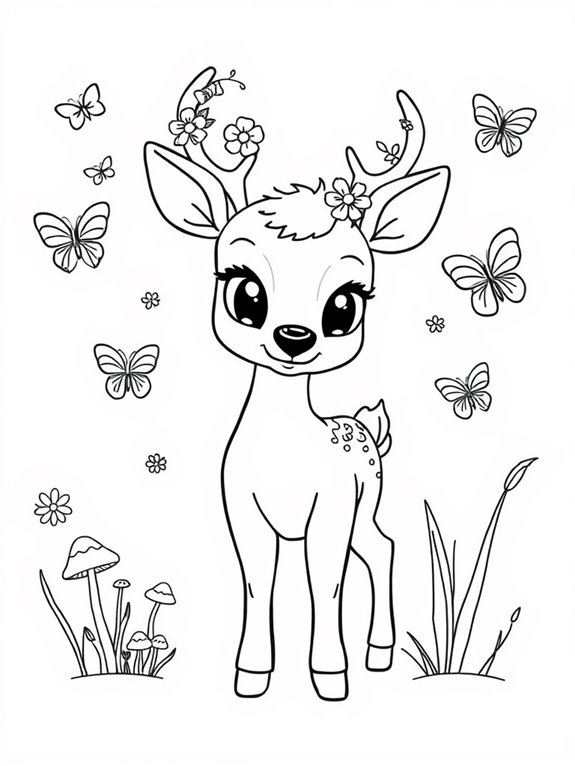 adorable deer coloring page