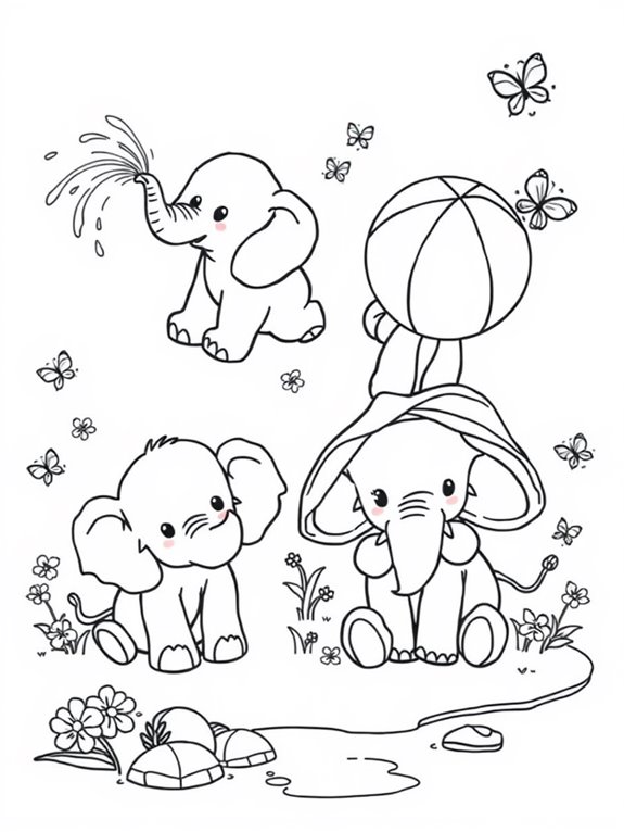 adorable elephants coloring activity