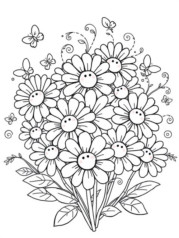 adorable flower coloring activity