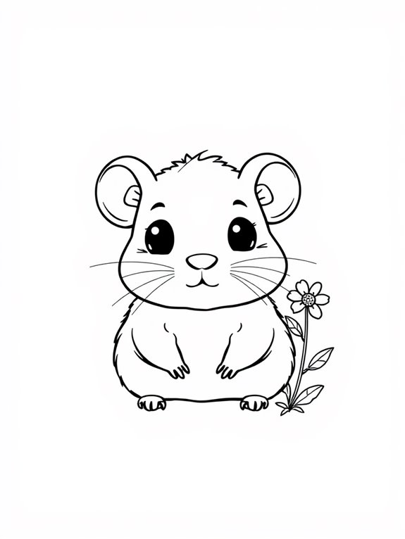 adorable gerbil with flower