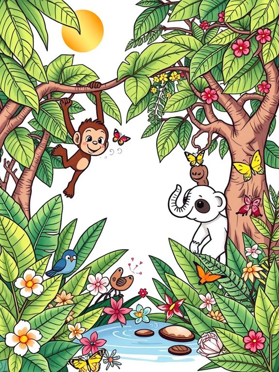 adorable jungle coloring page