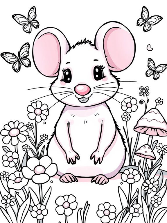 adorable lavender mouse illustration