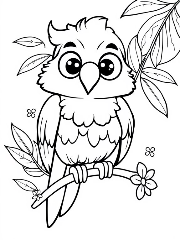 adorable parrot coloring page