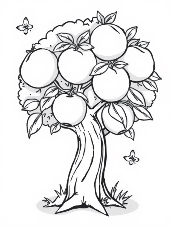 adorable peach tree illustration