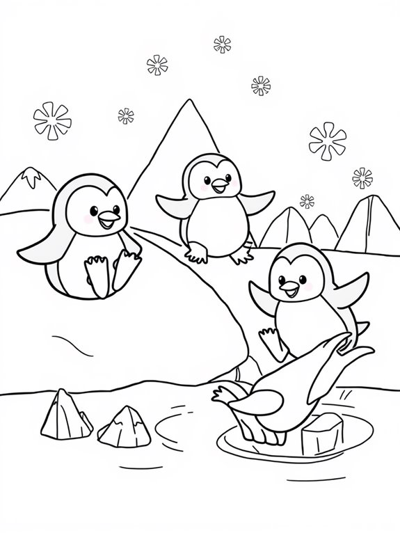 adorable penguins coloring activity