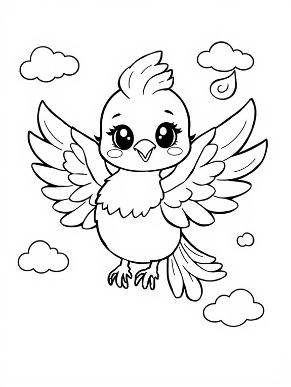 adorable phoenix coloring page