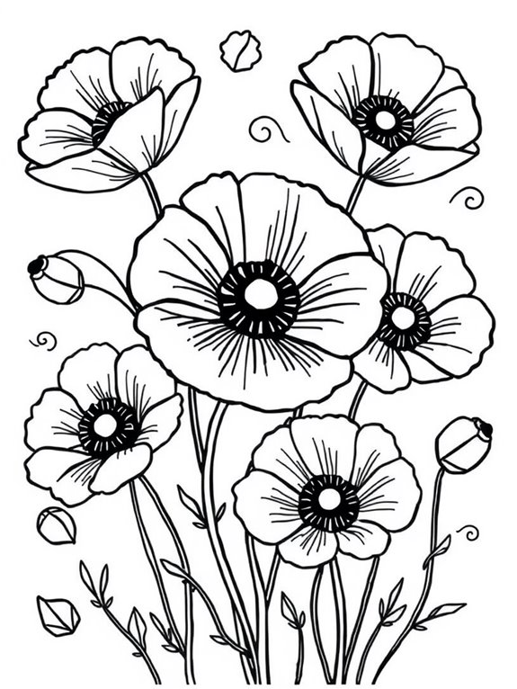 adorable poppies coloring activity