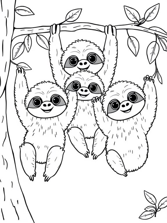 adorable sloths coloring fun