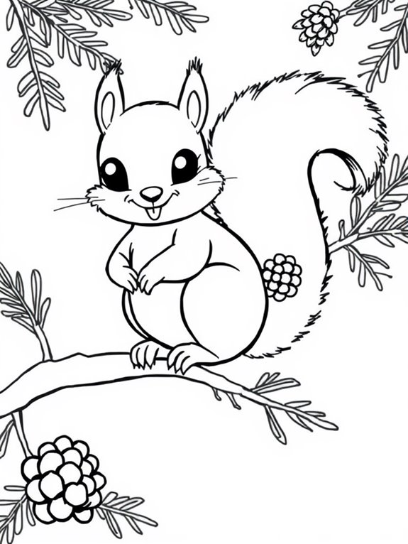 adorable squirrel coloring page