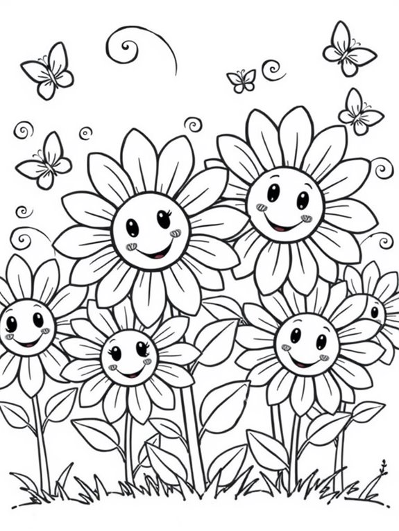 adorable sunflower coloring page