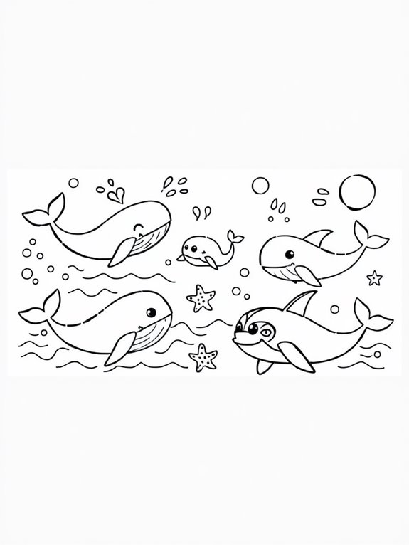 adorable whale coloring page