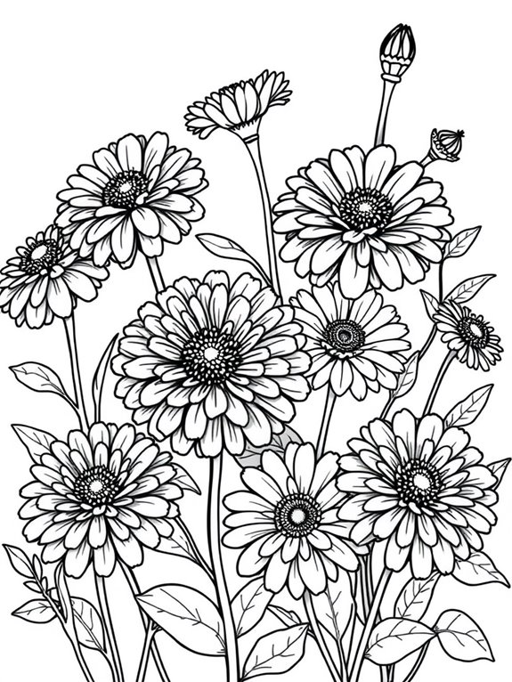 adorable zinnias coloring activity