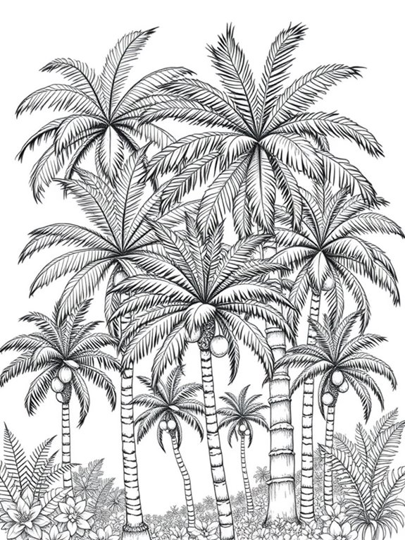 advanced coloring palm trees