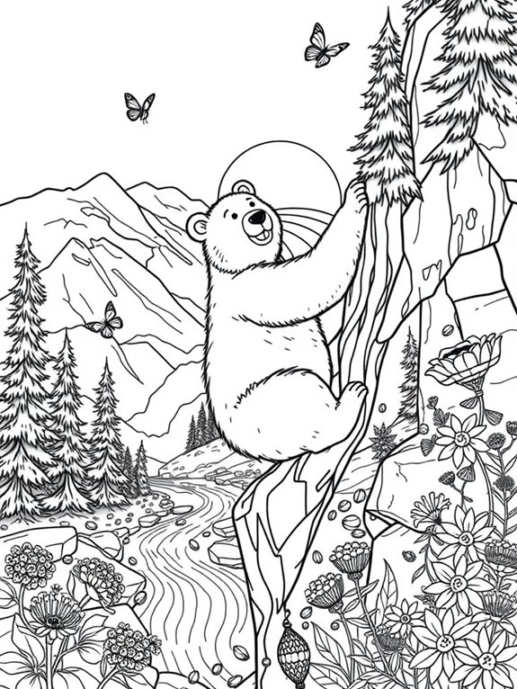 adventurous bear coloring page