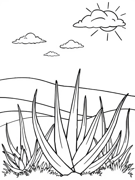 aloe vera landscape coloring page