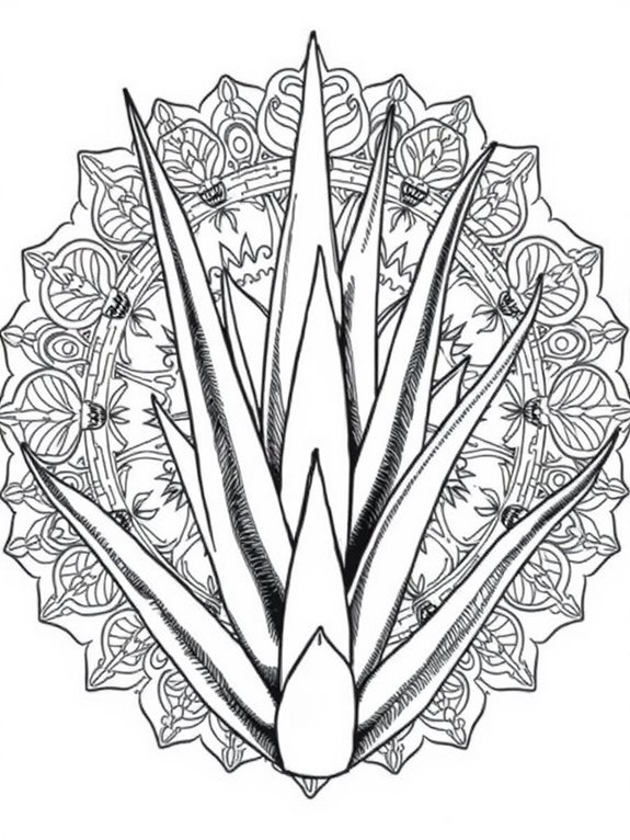 aloe vera mandala coloring page