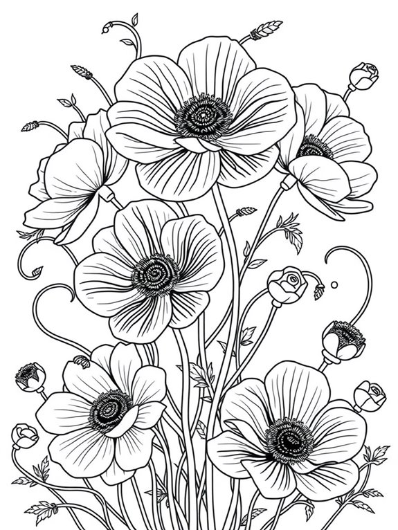 anemone flower line art