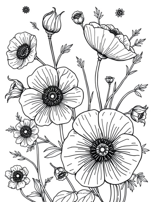 anemones coloring page design