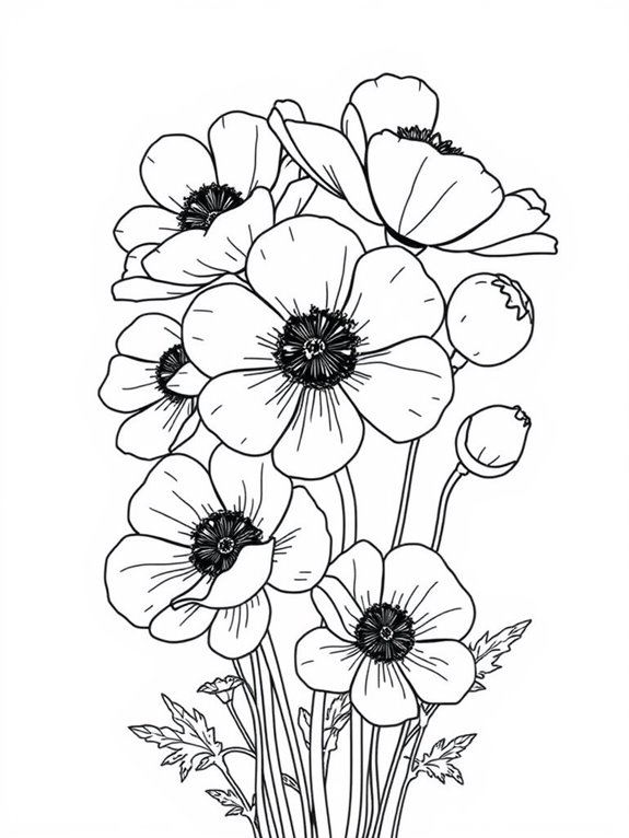 anemones coloring page design