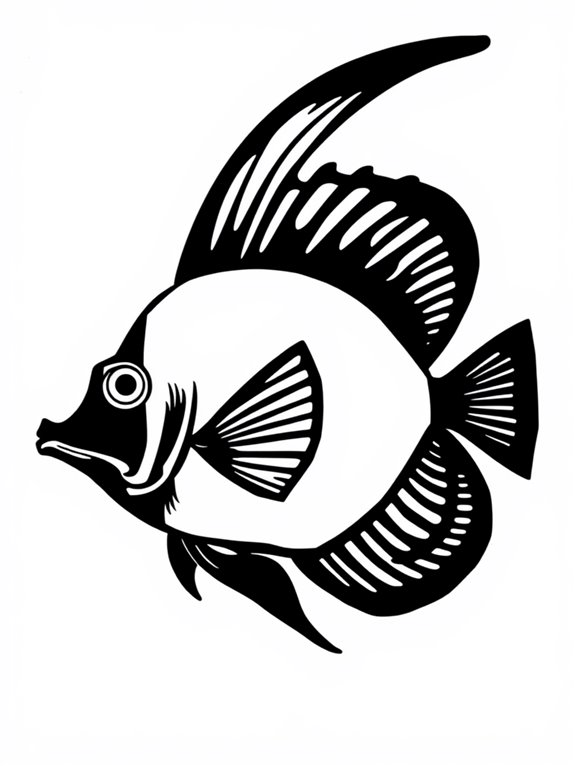 angelfish silhouette coloring page