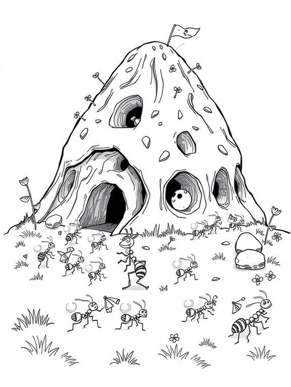 ant parade coloring page