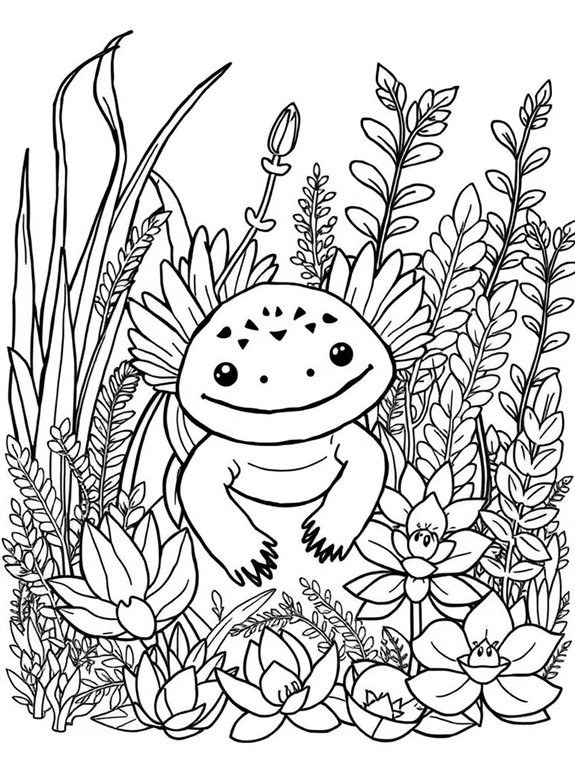 aquatic axolotl coloring page