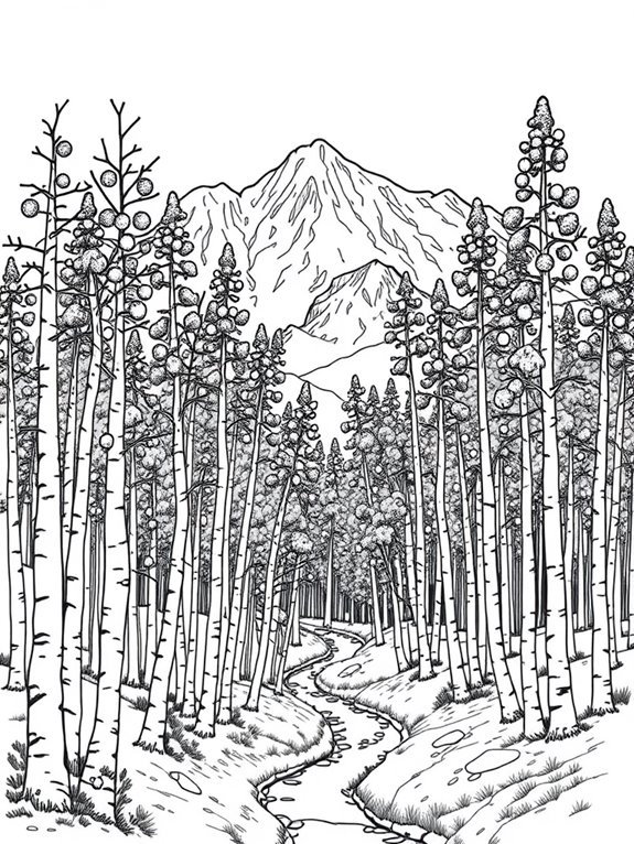 aspen mountain scenery coloring page