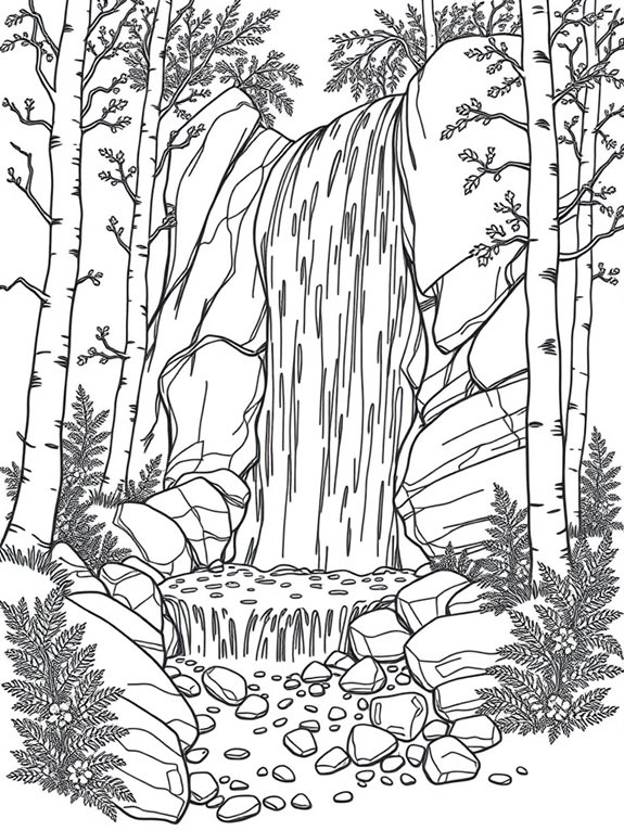 aspen waterfall coloring page