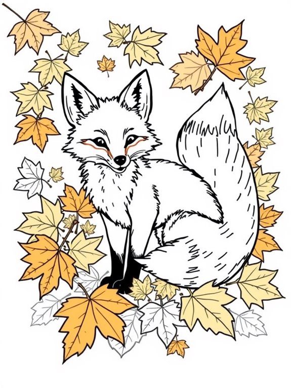 autumn foxes and leaves