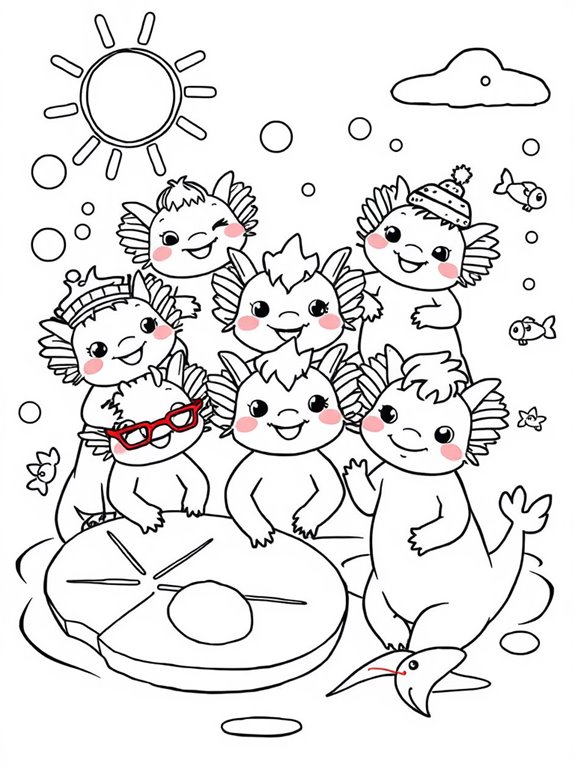 axolotl and friends coloring