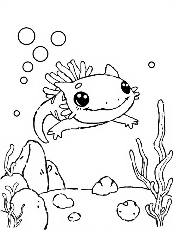 axolotl in underwater scene