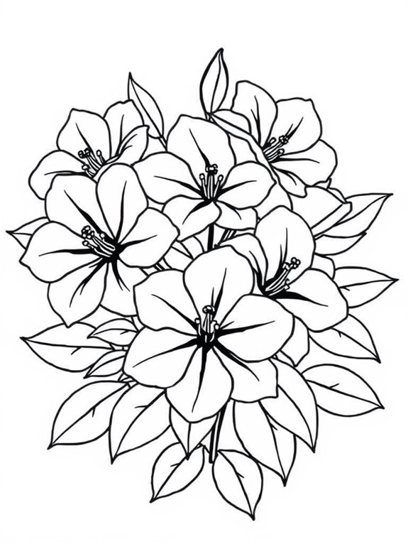 azaleas coloring page design