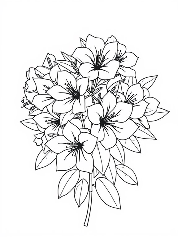 azaleas coloring page design