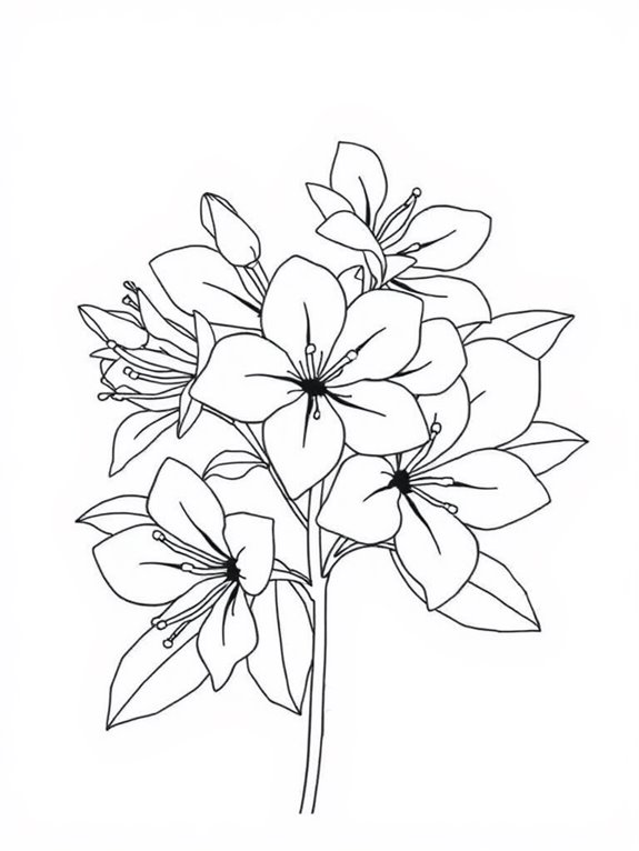 azaleas coloring page outline