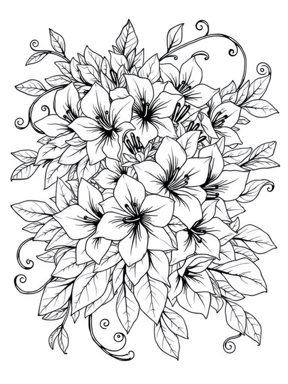 azaleas nature inspired coloring page