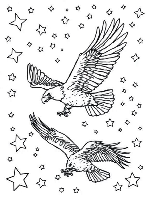 bald eagles with stars