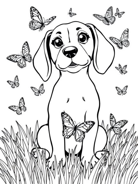 beagle butterfly coloring page