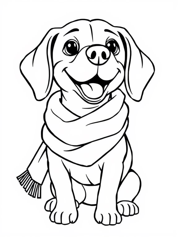 beagle with scarf coloring page