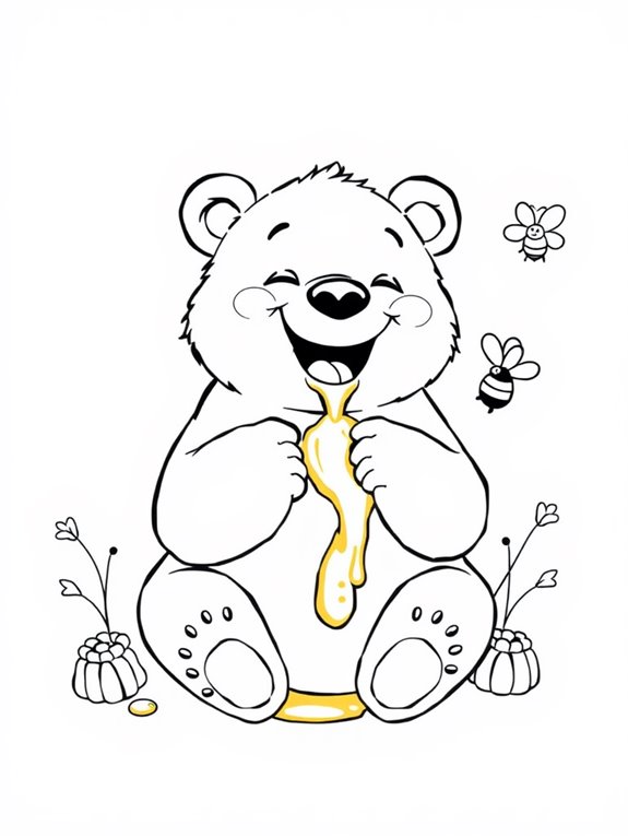 bear enjoying honey meal