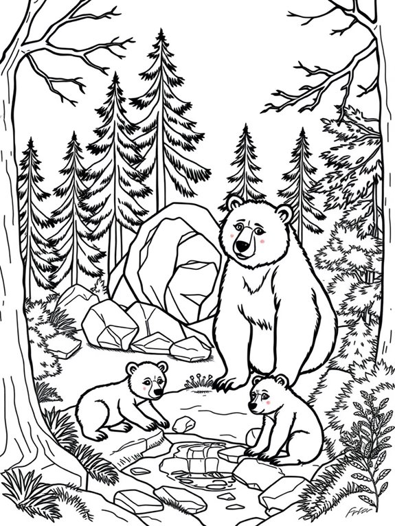 bears among towering trees