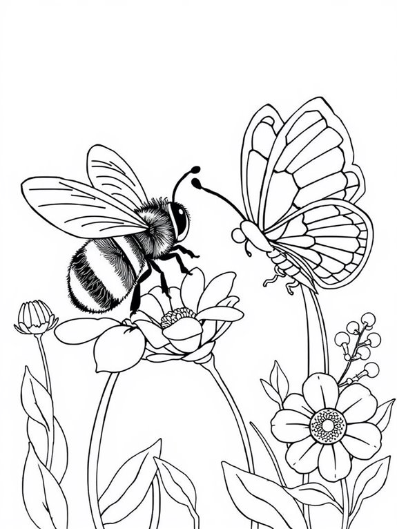 bee and butterfly illustration