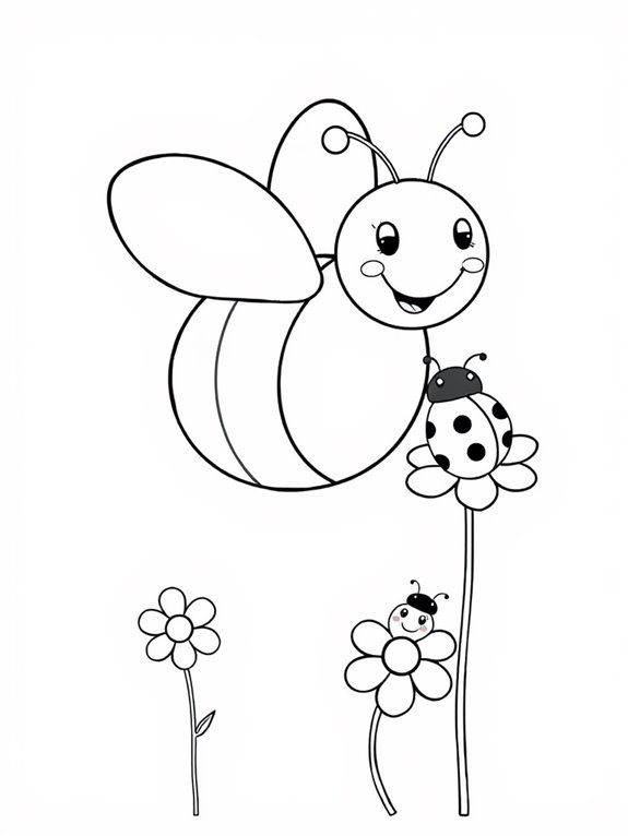 bee and ladybug illustration