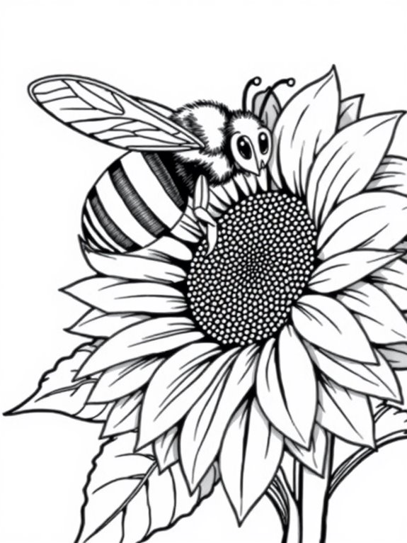 bee and sunflower illustration